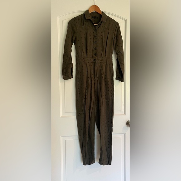 Madewell Pants - Madewell Olive Polka Dot Coastal Jumpsuit XS